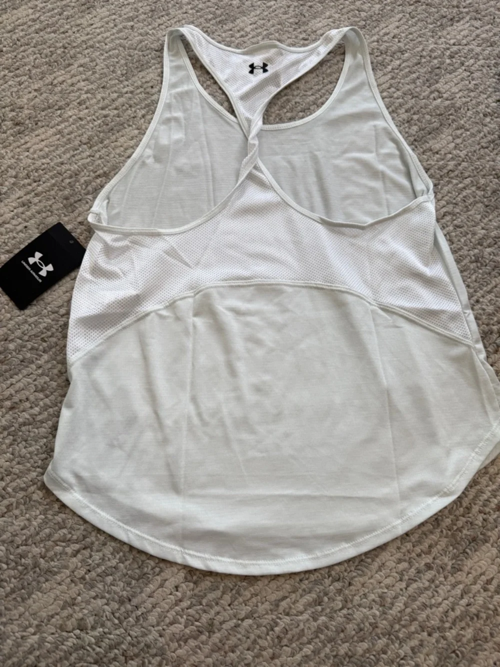 Under Armour White Racerback Tank Top Small Athleisure Gym Workout Active - Picture 8 of 10